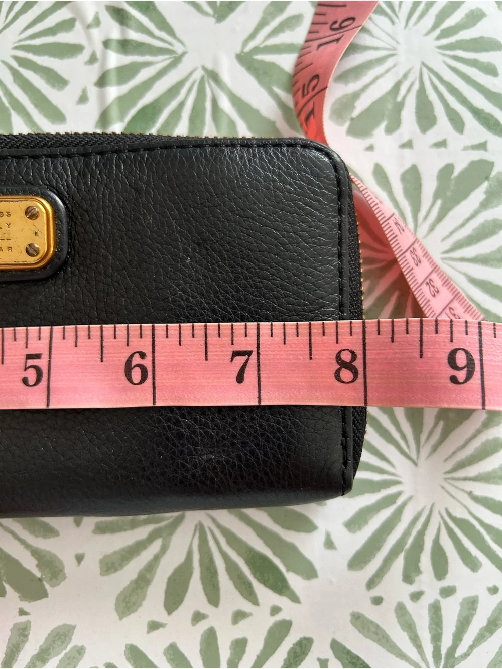 Marc By Marc Jacobs Black Leather Zip Wallet with Gold Plaque